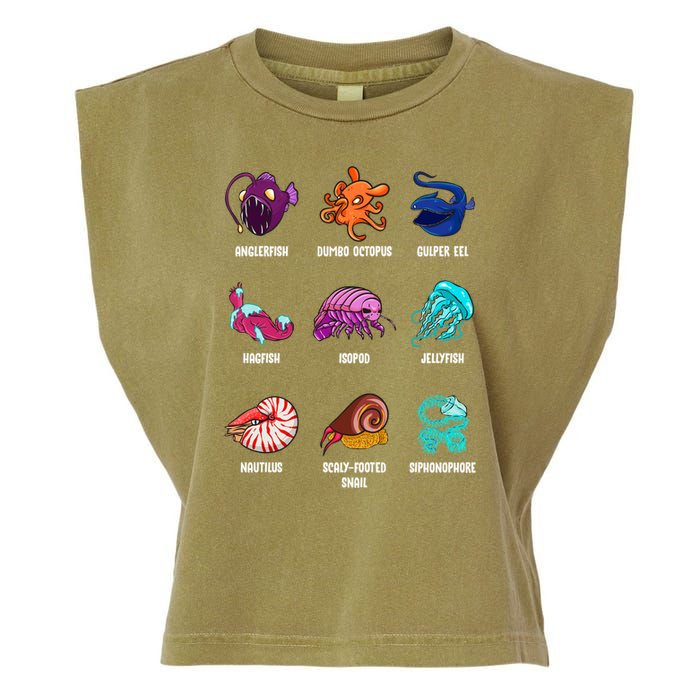 Gulper Eel Isopod Jellyfish Nautilus Octopus Hagfish Gift Garment-Dyed Women's Muscle Tee