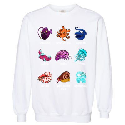 Gulper Eel Isopod Jellyfish Nautilus Octopus Hagfish Gift Garment-Dyed Sweatshirt