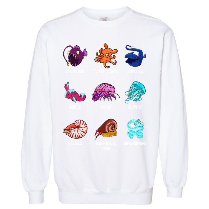 Gulper Eel Isopod Jellyfish Nautilus Octopus Hagfish Gift Garment-Dyed Sweatshirt