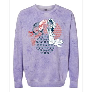 Geisha Fan Parasol Abstract Colorblast Crewneck Sweatshirt