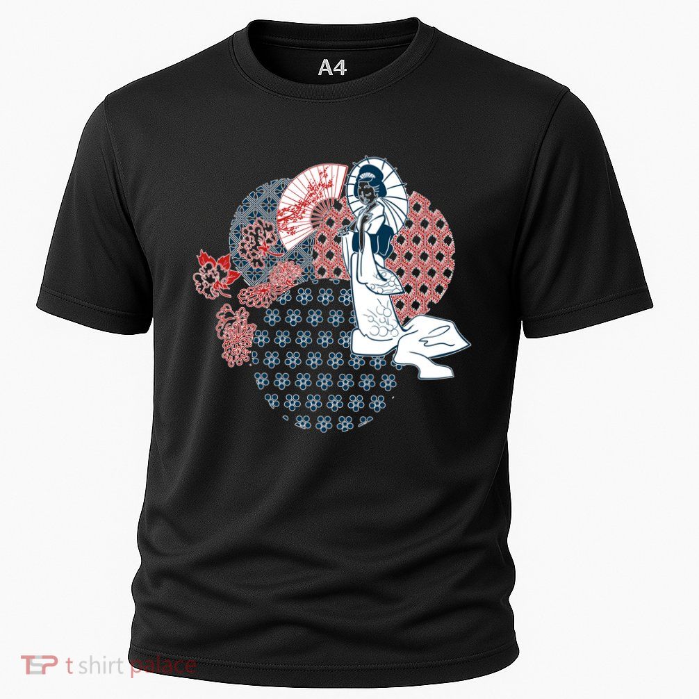Geisha Fan Parasol Abstract Performance Shirt