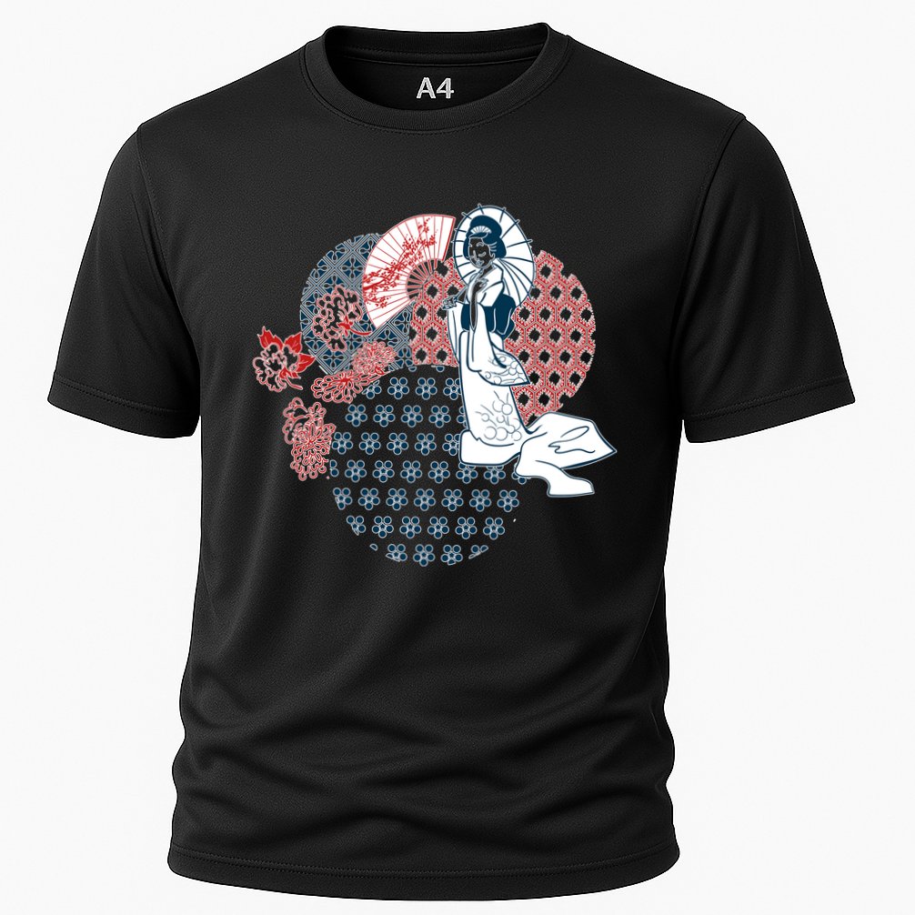 Geisha Fan Parasol Abstract Performance Shirt