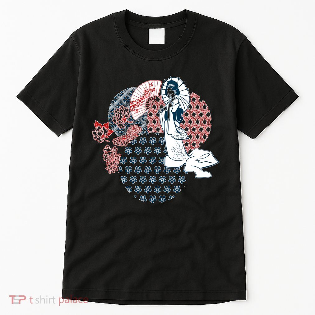 Geisha Fan Parasol Abstract Tall T-Shirt