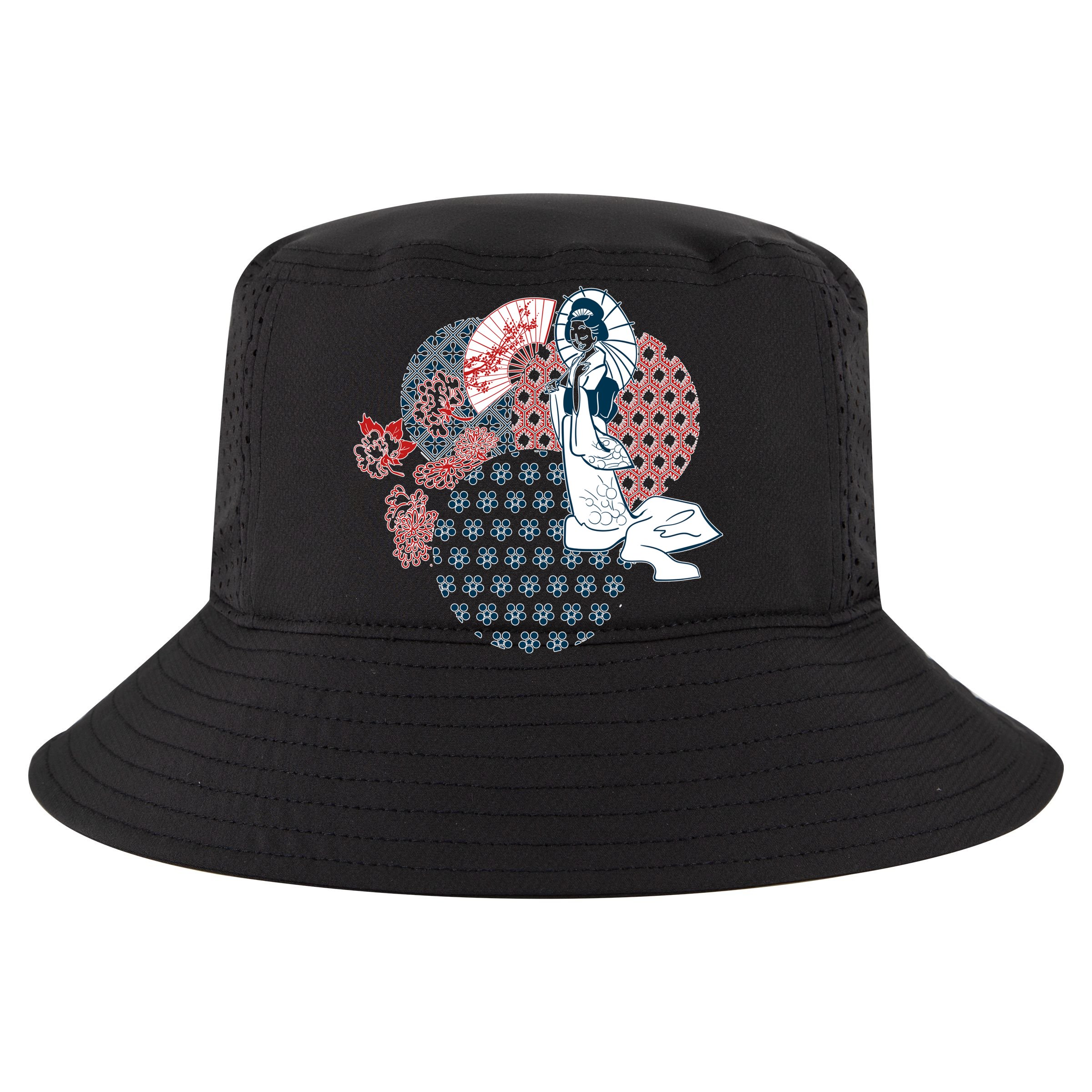 Geisha Fan Parasol Abstract Sustainable Bucket Hat