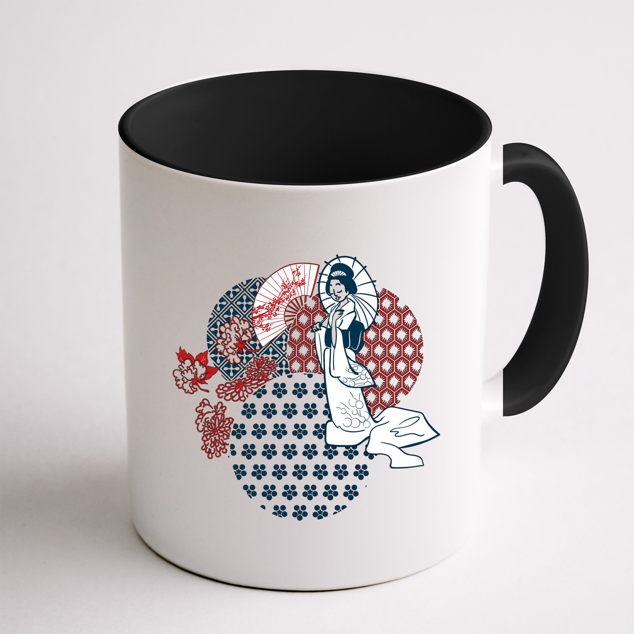 Geisha Fan Parasol Abstract Mug