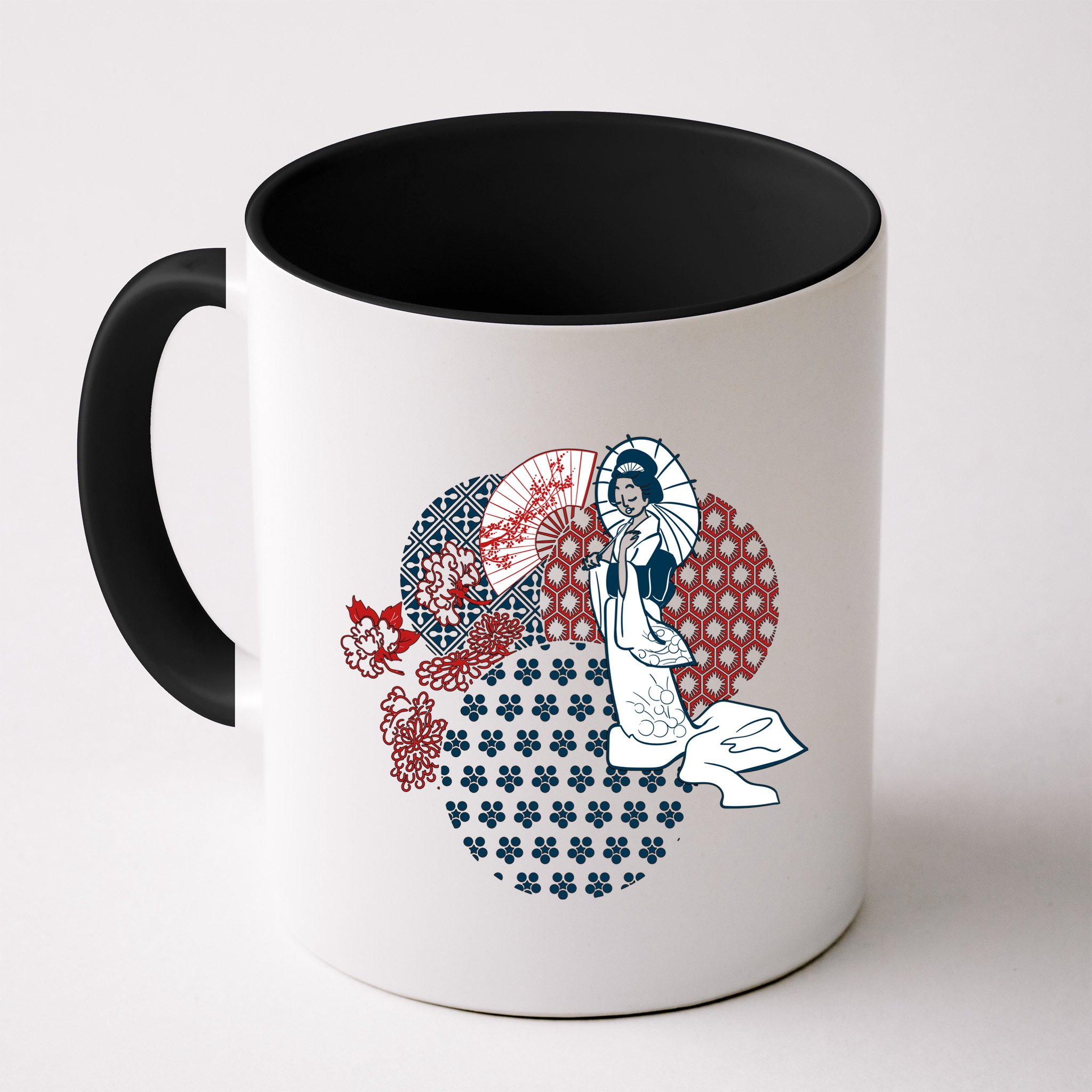 Geisha Fan Parasol Abstract Mug