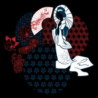 Geisha Fan Parasol Abstract Mug
