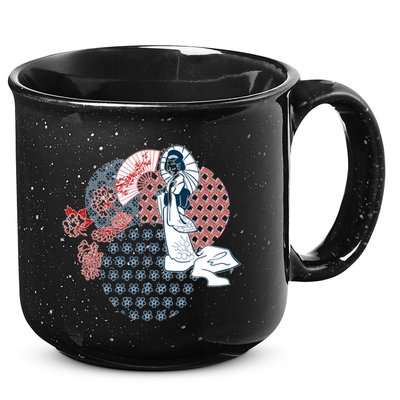Geisha Fan Parasol Abstract 15oz Campfire Ceramic Mug