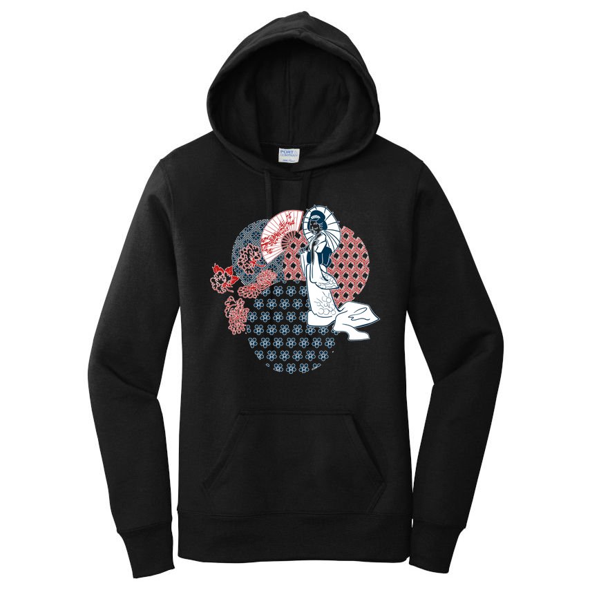 Geisha Fan Parasol Abstract Women's Pullover Hoodie