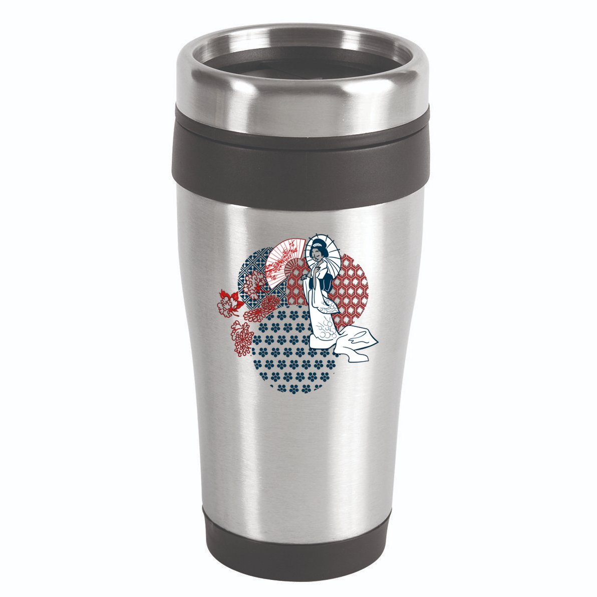 Geisha Fan Parasol Abstract 16oz Travel Tumbler