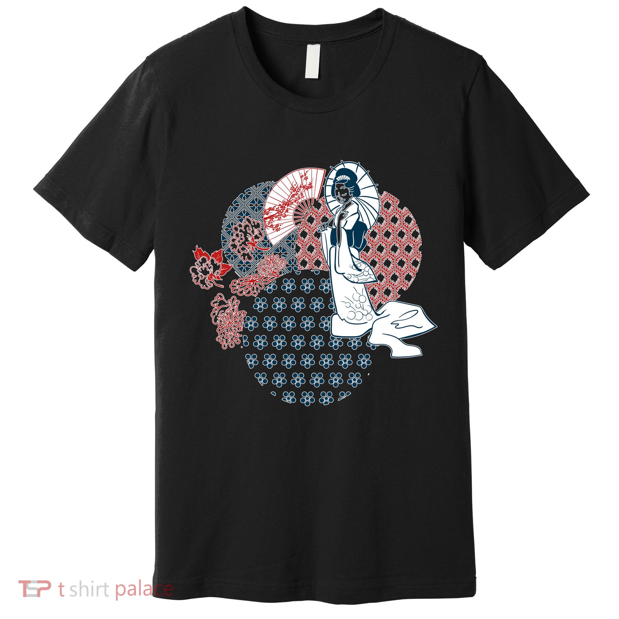 Geisha Fan Parasol Abstract Premium T-Shirt