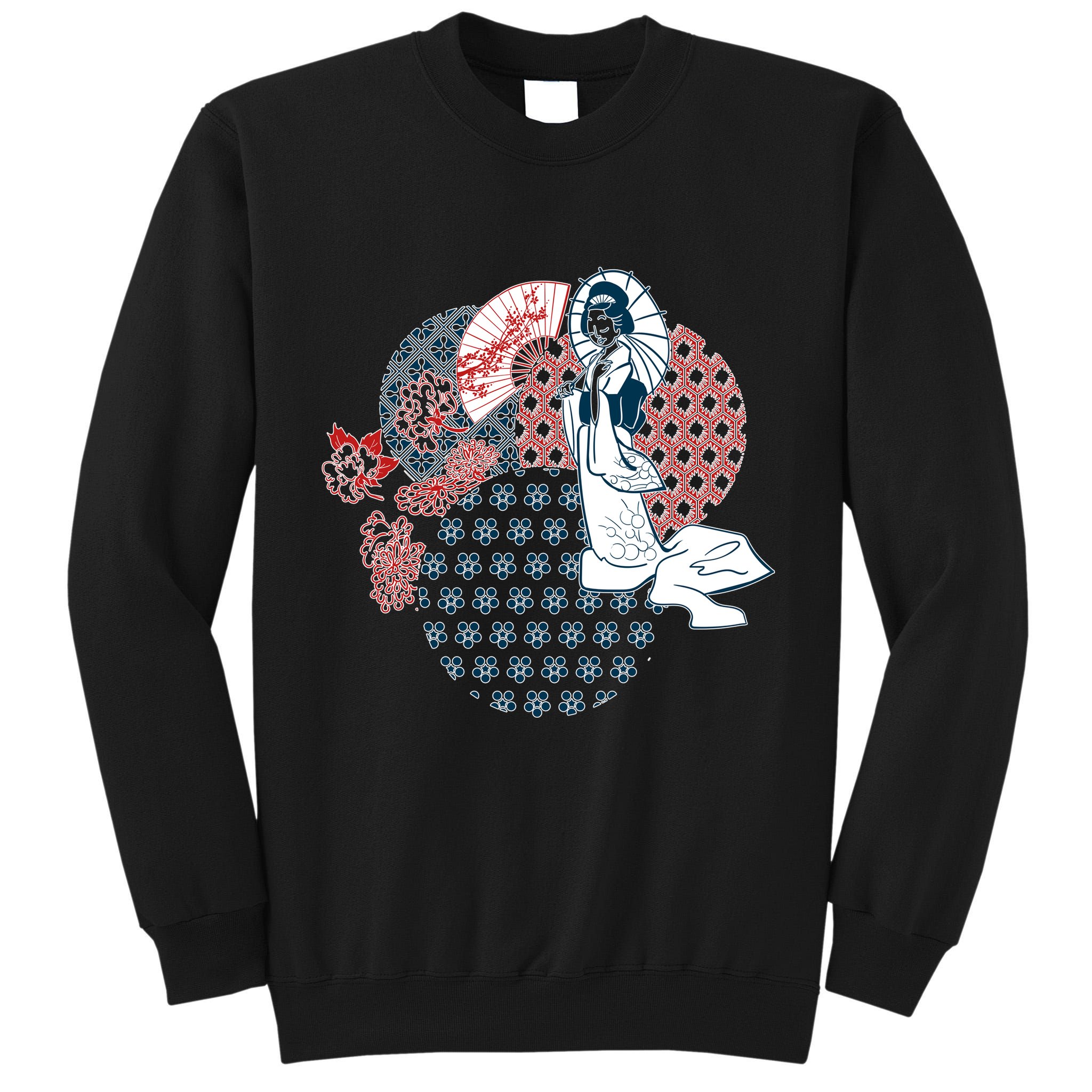 Geisha Fan Parasol Abstract Tall Sweatshirt