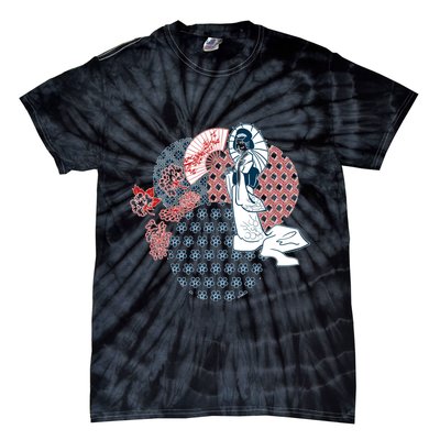 Geisha Fan Parasol Abstract Tie-Dye T-Shirt