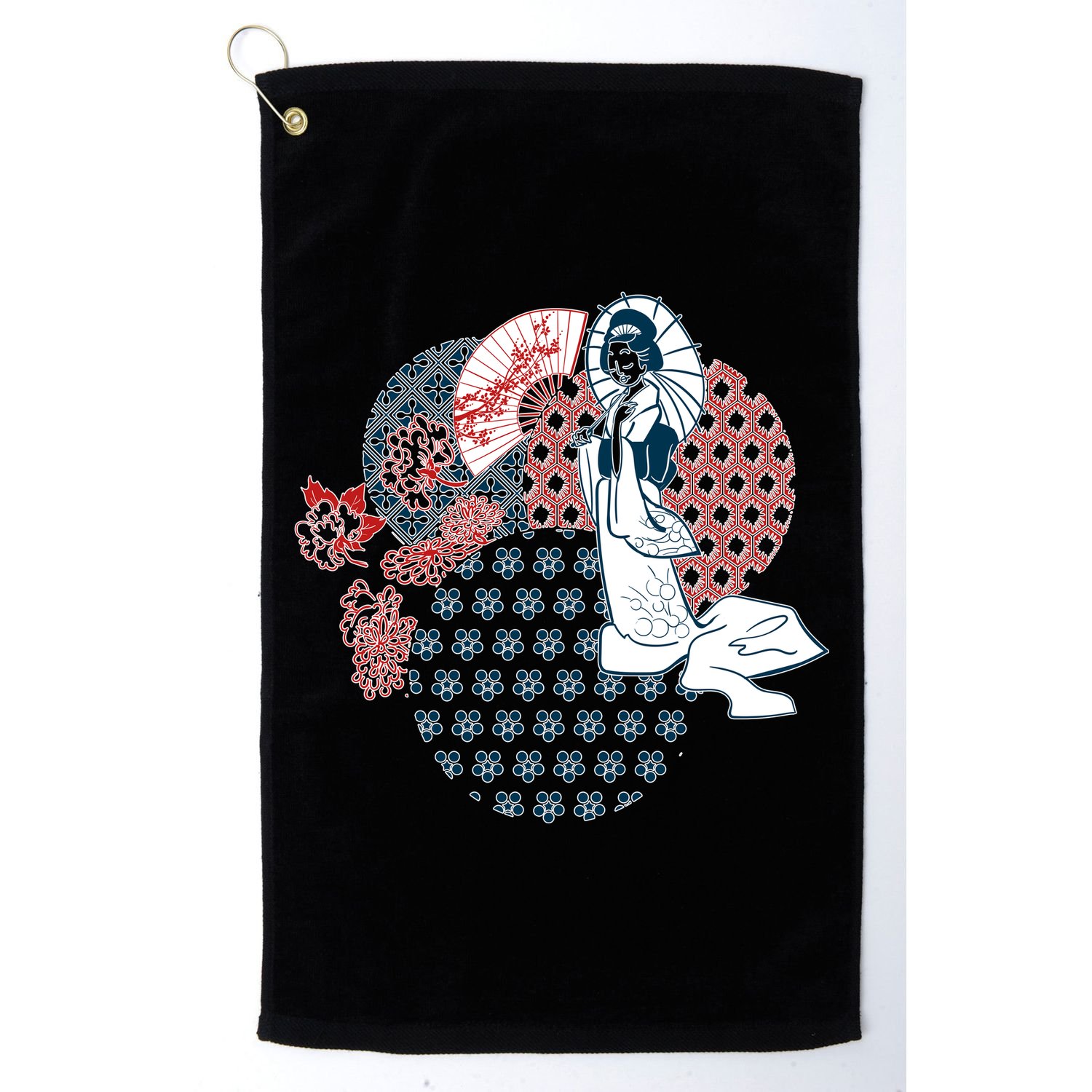 Geisha Fan Parasol Abstract Golf Towel