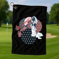 Geisha Fan Parasol Abstract Golf Towel
