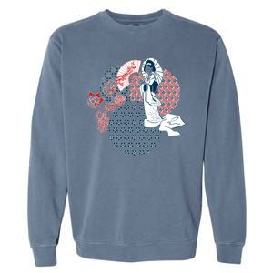 Geisha Fan Parasol Abstract Garment-Dyed Sweatshirt