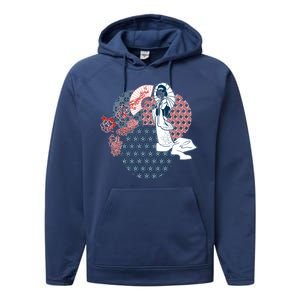 Geisha Fan Parasol Abstract Performance Fleece Hoodie