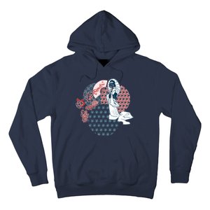 Geisha Fan Parasol Abstract Hoodie