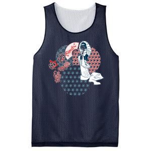 Geisha Fan Parasol Abstract Mesh Reversible Basketball Jersey Tank