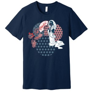 Geisha Fan Parasol Abstract Premium T-Shirt