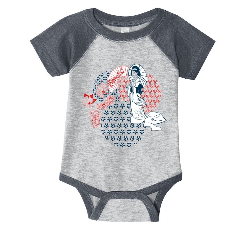 Geisha Fan Parasol Abstract Infant Baby Jersey Bodysuit