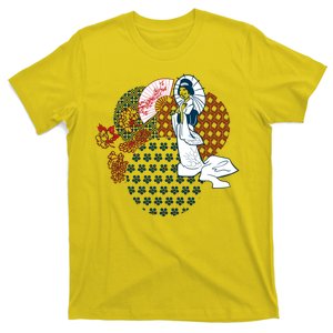 Geisha Fan Parasol Abstract T-Shirt