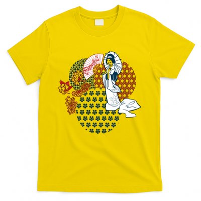 Geisha Fan Parasol Abstract T-Shirt