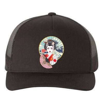 Geisha Great Wave Frame Fans Yupoong Adult 5-Panel Trucker Hat