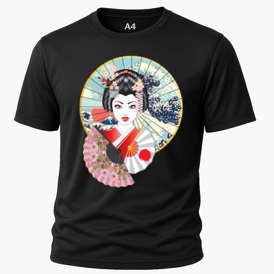 Geisha Great Wave Frame Fans Performance Shirt