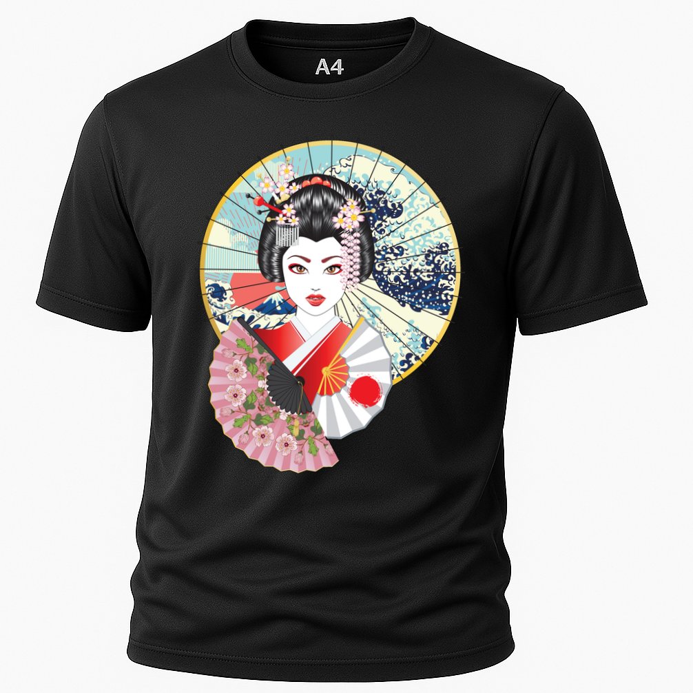Geisha Great Wave Frame Fans Performance Shirt