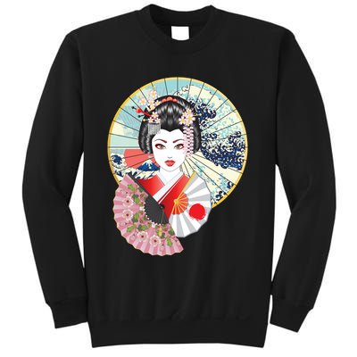 Geisha Great Wave Frame Fans Sweatshirt