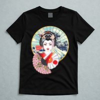 Geisha Great Wave Frame Fans T-Shirt