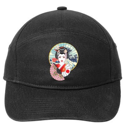 Geisha Great Wave Frame Fans 7-Panel Snapback Hat