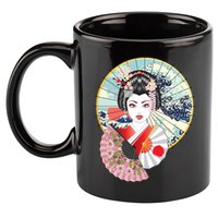 Geisha Great Wave Frame Fans 11oz C Handle Ceramic Mug