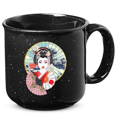 Geisha Great Wave Frame Fans 15oz Campfire Ceramic Mug