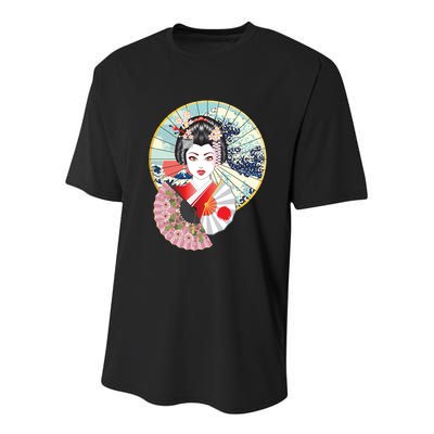 Geisha Great Wave Frame Fans Youth Performance Sprint T-Shirt