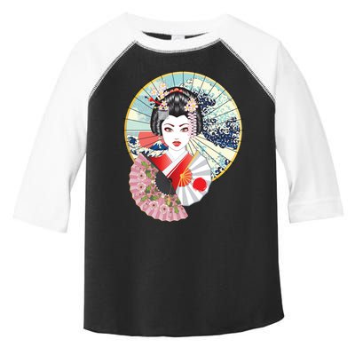 Geisha Great Wave Frame Fans Toddler Fine Jersey T-Shirt
