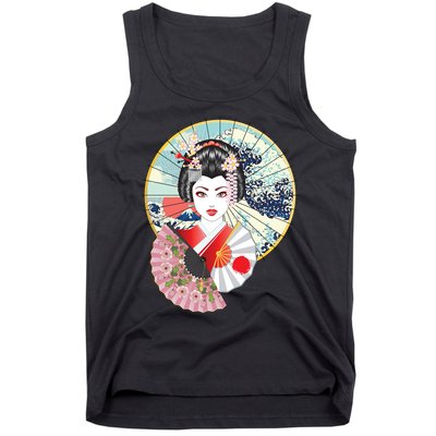 Geisha Great Wave Frame Fans Tank Top