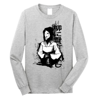 Geisha Japanese Script Greyscale Long Sleeve Shirt