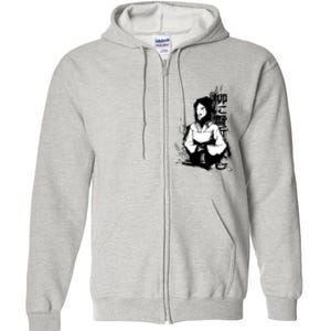 Geisha Japanese Script Greyscale Full Zip Hoodie