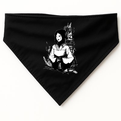 Geisha Japanese Script Greyscale USA-Made Doggie Bandana