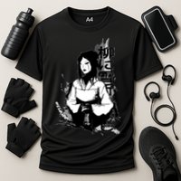 Geisha Japanese Script Greyscale Performance Shirt