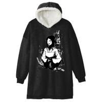 Geisha Japanese Script Greyscale Hooded Wearable Blanket