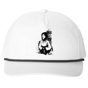 Geisha Japanese Script Greyscale Snapback Five-Panel Rope Hat