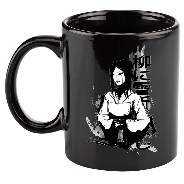 Geisha Japanese Script Greyscale 11oz C Handle Ceramic Mug