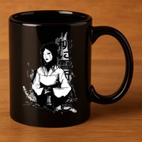 Geisha Japanese Script Greyscale 11oz C Handle Ceramic Mug