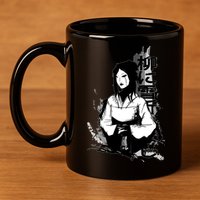 Geisha Japanese Script Greyscale 11oz C Handle Ceramic Mug