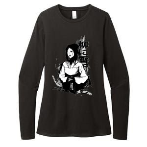 Geisha Japanese Script Greyscale Womens CVC Long Sleeve Shirt