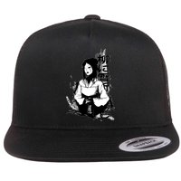 Geisha Japanese Script Greyscale Flatbill Hat