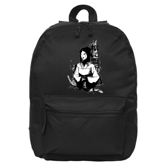 Geisha Japanese Script Greyscale 16 in Basic Backpack